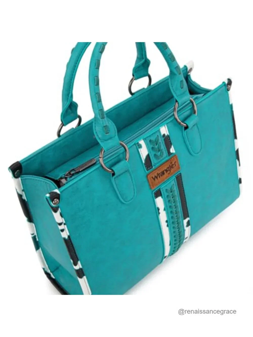 Vegan Leather Cow Print Tote Bag Western Purse Top Handle Satchel